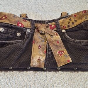 Modern Boho Floral Tapestry & Corduroy Handbag